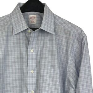 Brooks‎ Brothers Mens 16.5 34/35 (Large) Cotton Non Iron Button Up Blue Plaid